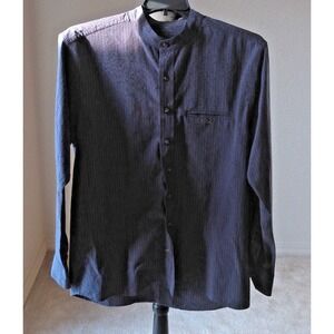 MENS LEE VALLEY BLUE PIN STRIPED LONG SLEEVE DRESS SHIRT SIZE M